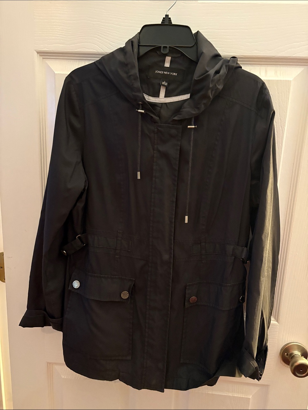 Jones New York Black Hooded Utility Jacket